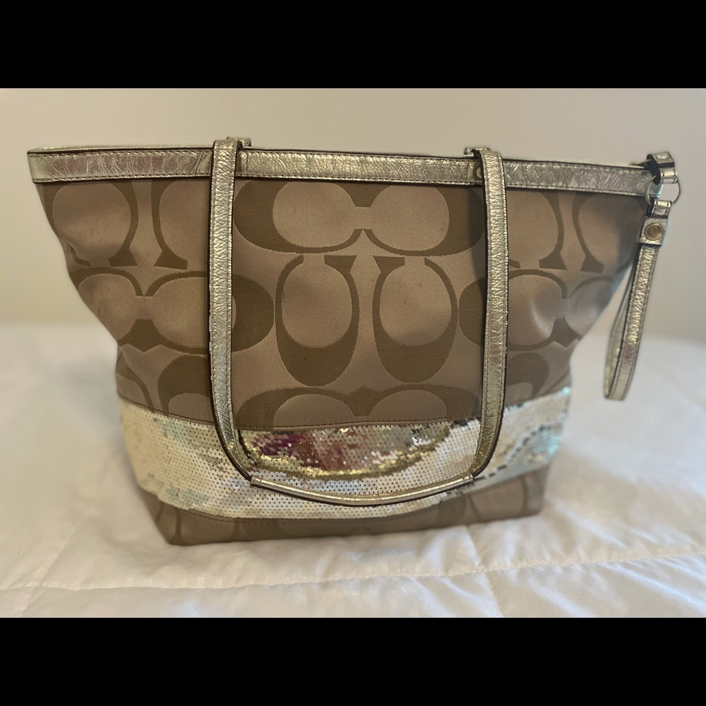 Authentic Gold/Sequin Coach Purse.